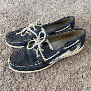 Women's Navy & Plaid Sperry Topsider Shoes (Size 8)
